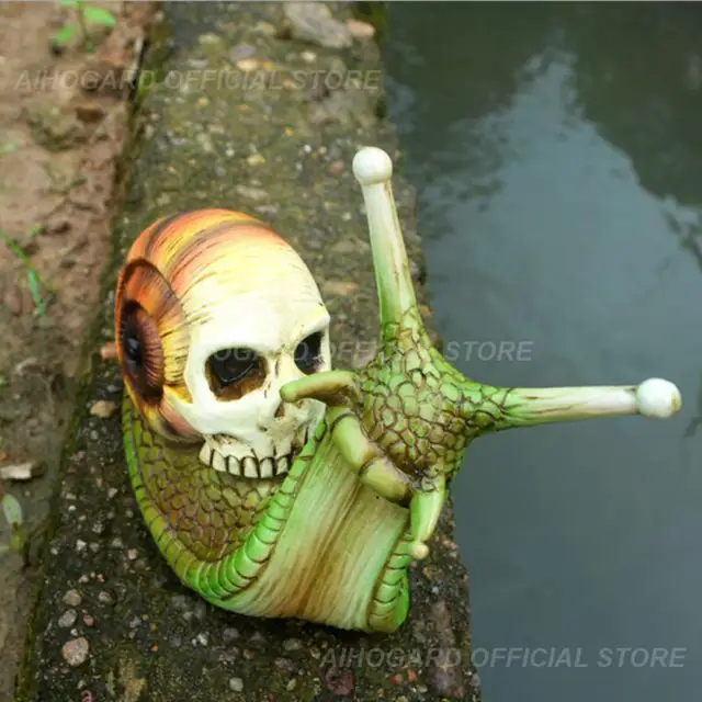 Halloween Kreatív Csiga Koponya Gyanta Szobrászat Termék Csigaszobor Asztali Kézműves Gótikus Kerti Otthoni Dekoráció Kiegészítő - Image 6