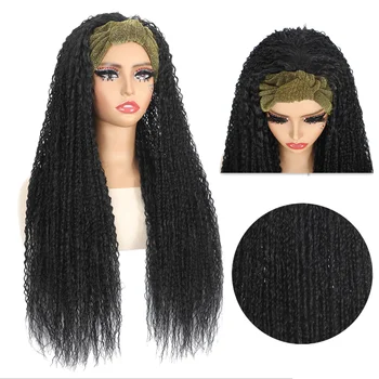 Synthetic Headband Wig Afro Kinky Curly Long Wigs for Women Daily Use High Temperature Fiber Synthetic Hair Wig 3 Colors