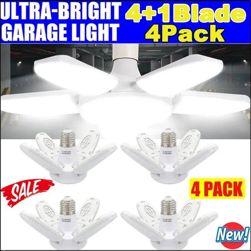 

LED Ceiling Light Bright Industrial Lighting Deformable Foldable 85-265V E26/27 Lamp Home Fan Blade Bulb For Garage Warehouse