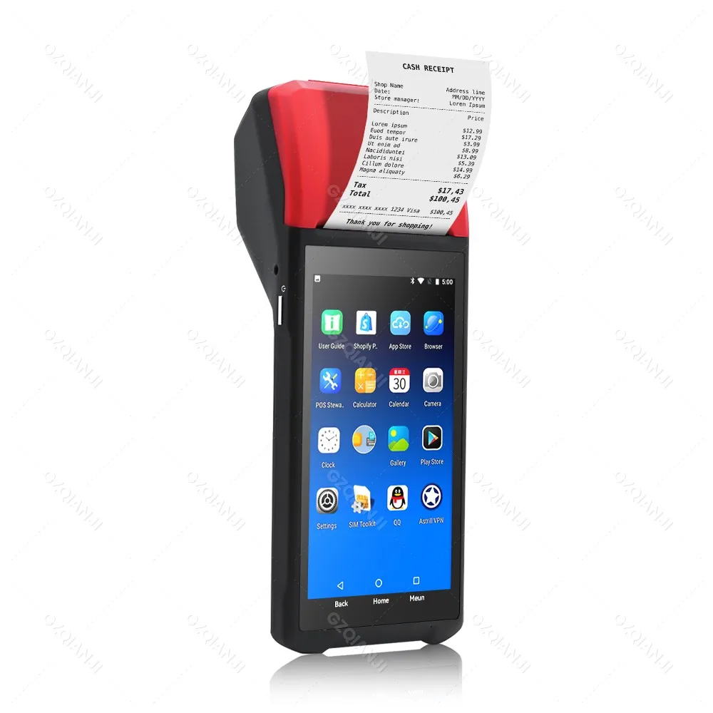 Handheld Android12/11 PDA POS Printer 58mm Mobile Receipt Bill Thermal Paper Printer 5.5 HD Support WiFi Bluetooth POS System
