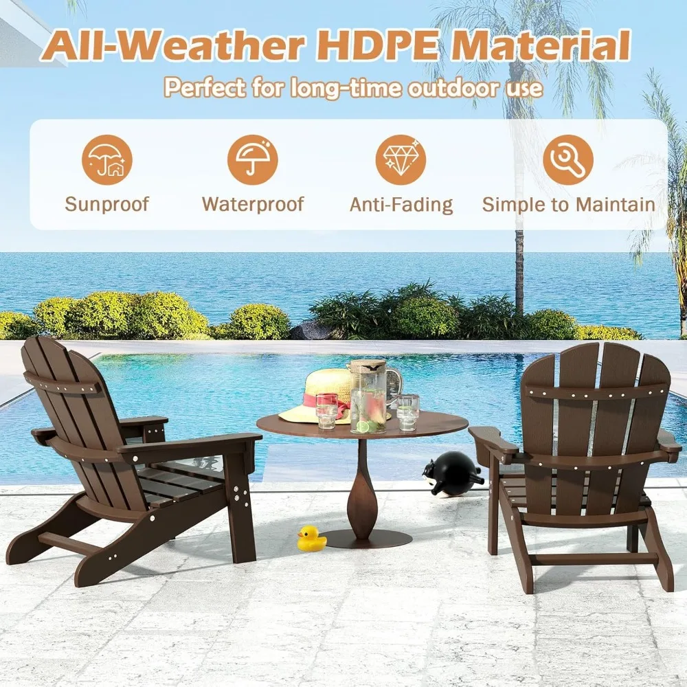 Kids Adirondack Chair Set of 2, All-Weather Patio Chair with Armrests, Fire Pit Chair for Kids Ages 3-8, Outdoor Kids Patio 6