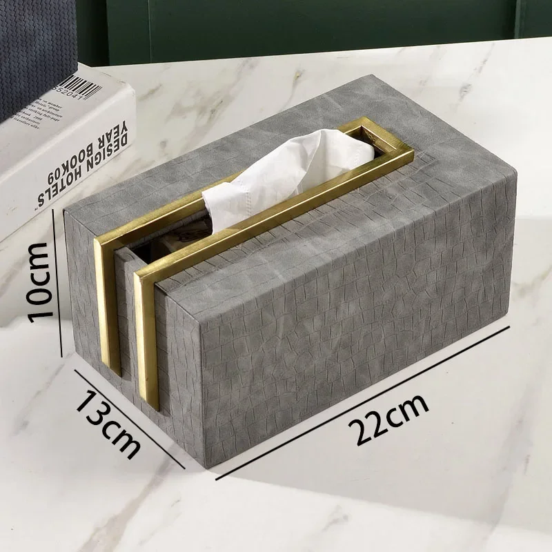 European Leather Tissue Box Modern Desktop Pumping Boxes Texture Bedroom Tissues Organizer Creative Home Decoration Ornaments 6