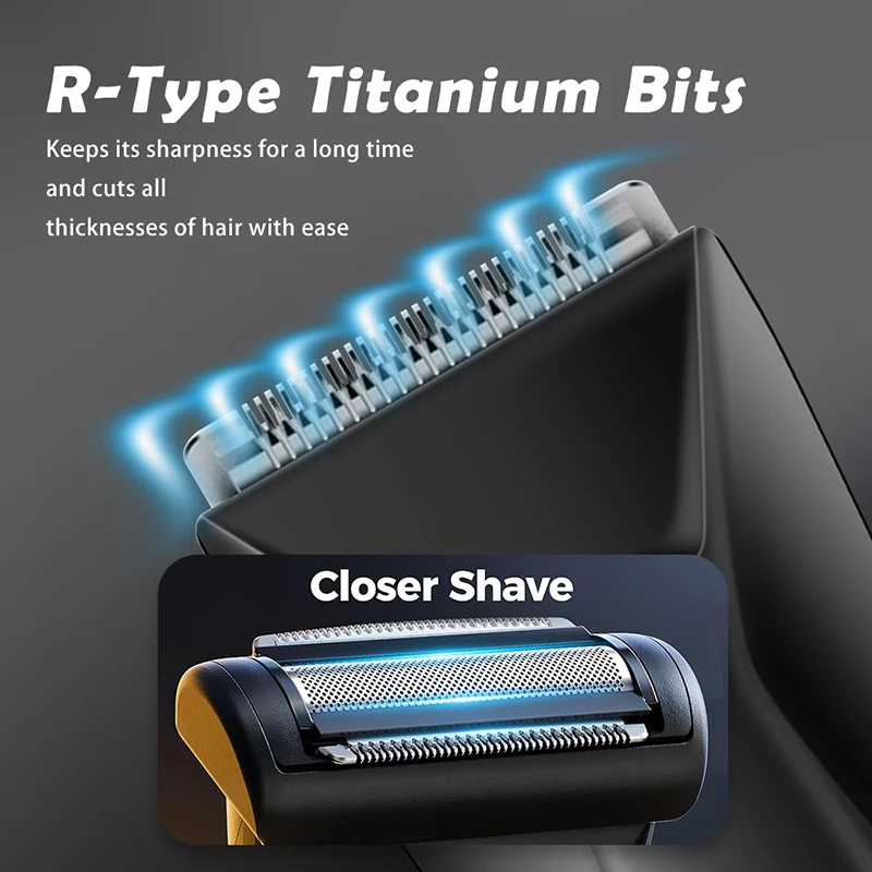 WAIKIL Professional Men's Electric Hair Clipper 2-in-1 Multifunctional Shaver USB Rechargeable Digital Hair Clipper Styling Tool 2