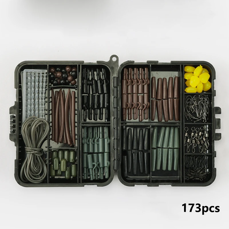 Accessoires pêche carpe 173 pièces - Montages rigs émerillons doubles côtés équipement carpe