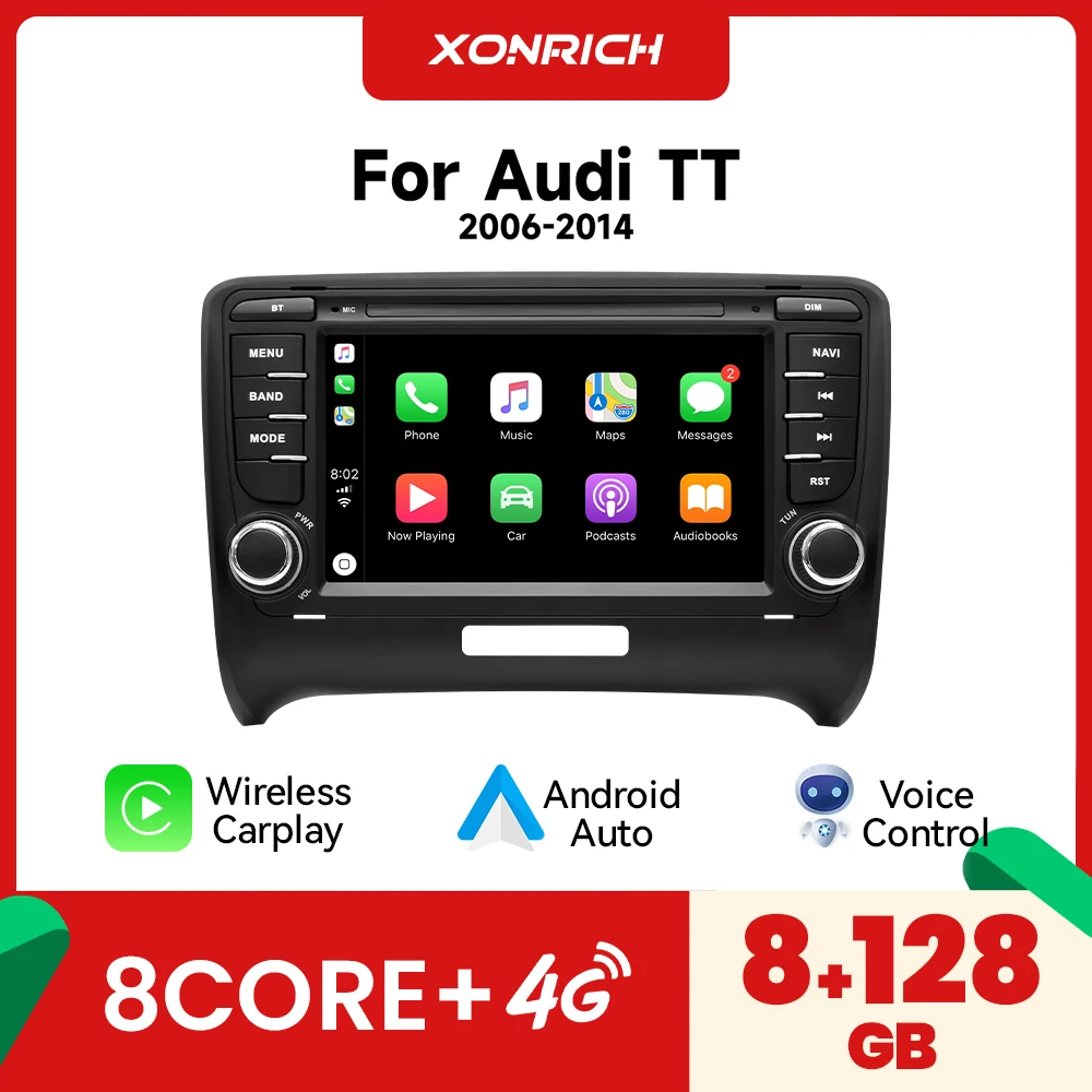 Autoradio Wireless Carplay Per Audi Tt Mk2 8J 2006 2007 2008 2009 2010 2011 2012 Bose Sistema Audio Navigazione Dsp 4G Wifi