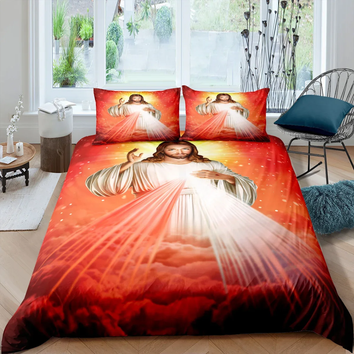3D Jesus Duvet Cover Christian Sacred Jesus Bedding Set Comforter Cover Suitable For Christian Jesus Bedding God Bless You
