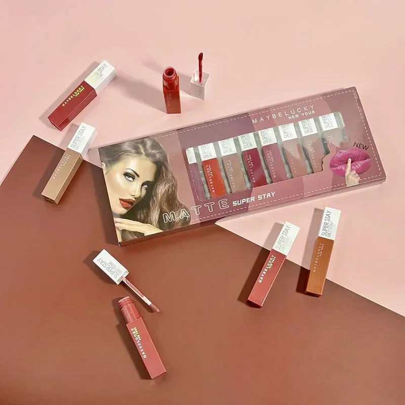 12pcs Matte Lipstick 12 Colors Set Long Lasting Waterproof Non-Stick Lipstick Women Lips Makeup