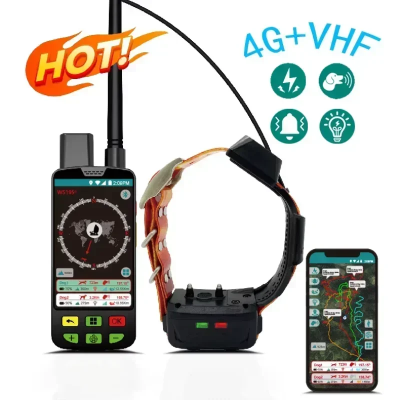 Dog tracking GPS hybrid 4G and VHF seeking hunting