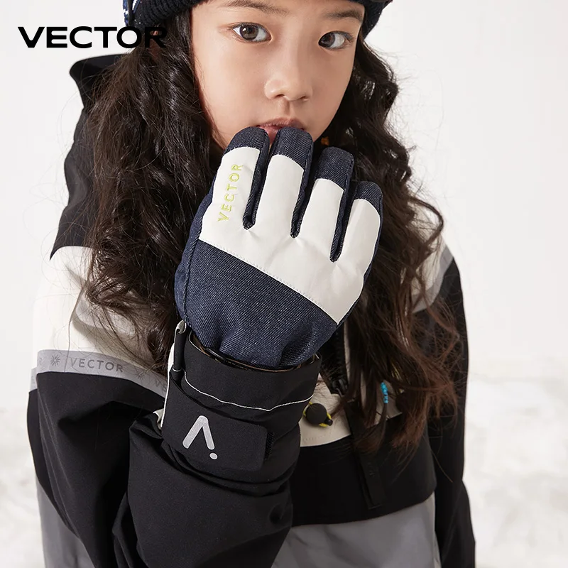 VECTOR Warm Ski Gloves Children's Winter Wool Waterproof Warm Children's Ski Gloves Ski Gloves 3M Cotton Heated Gloves 5