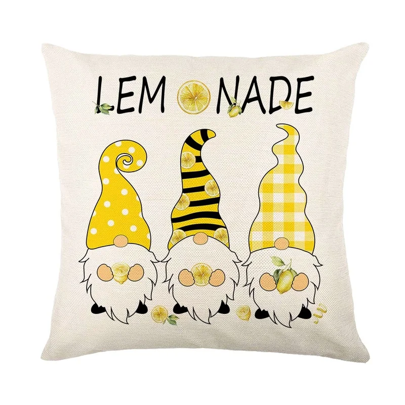 

Lemon Printed Pillow Cover Spring Farmhouse Home Decorative Art Cushion Cover Square Linen Decor Throw Pillowcase