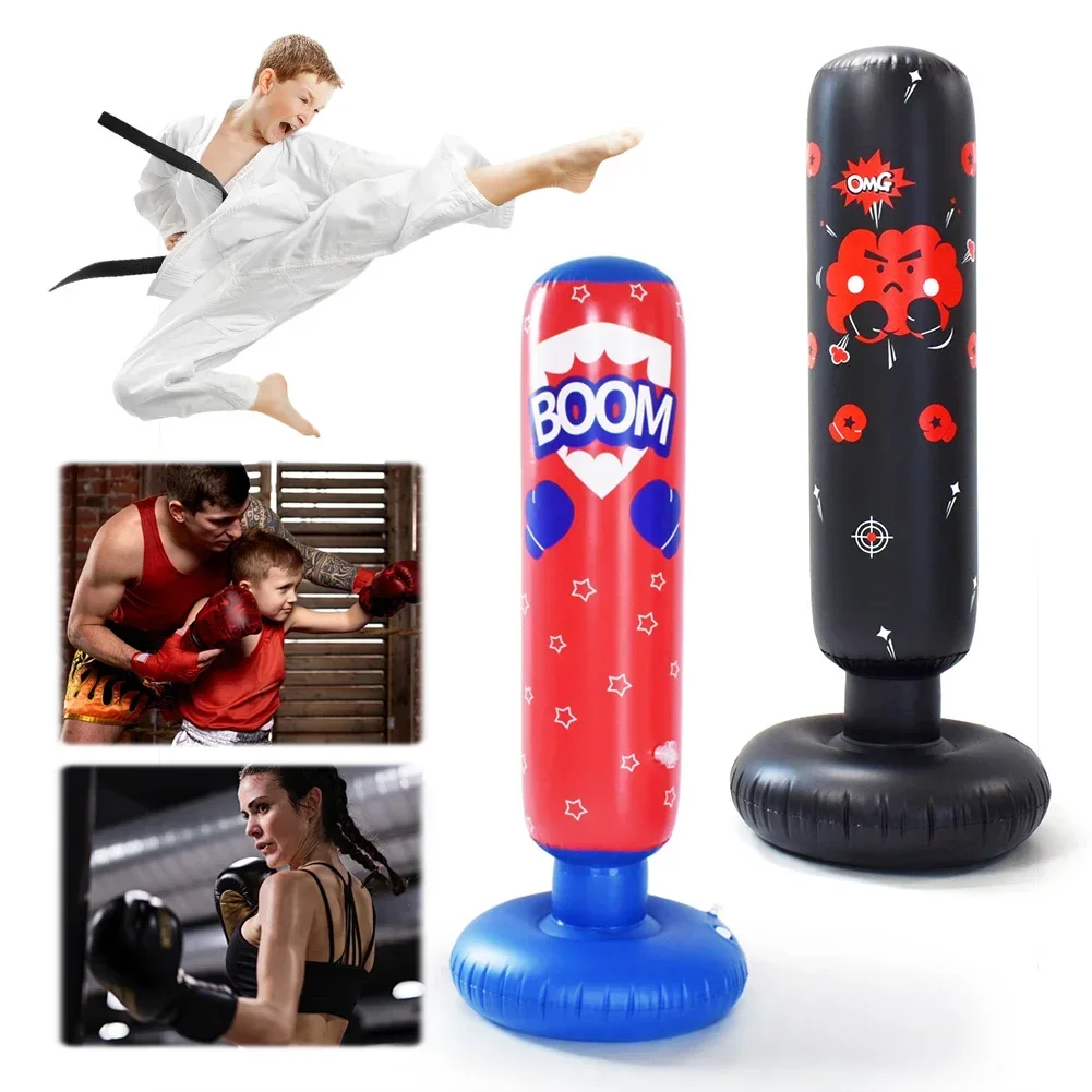 Kids Inflatable Punching Bag Free Standing Boxing Bag Thickened Tumbler Sandbag Inflation Punching Column for Boxing Training