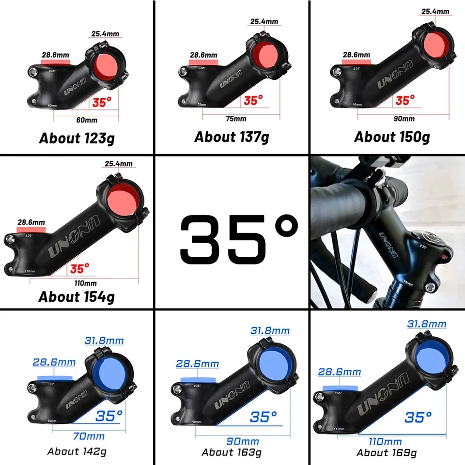 Potence Vélo VTT En Alliage D'aluminium – 35°, 28.6mm, 31.8mm, Hauteur Réglable