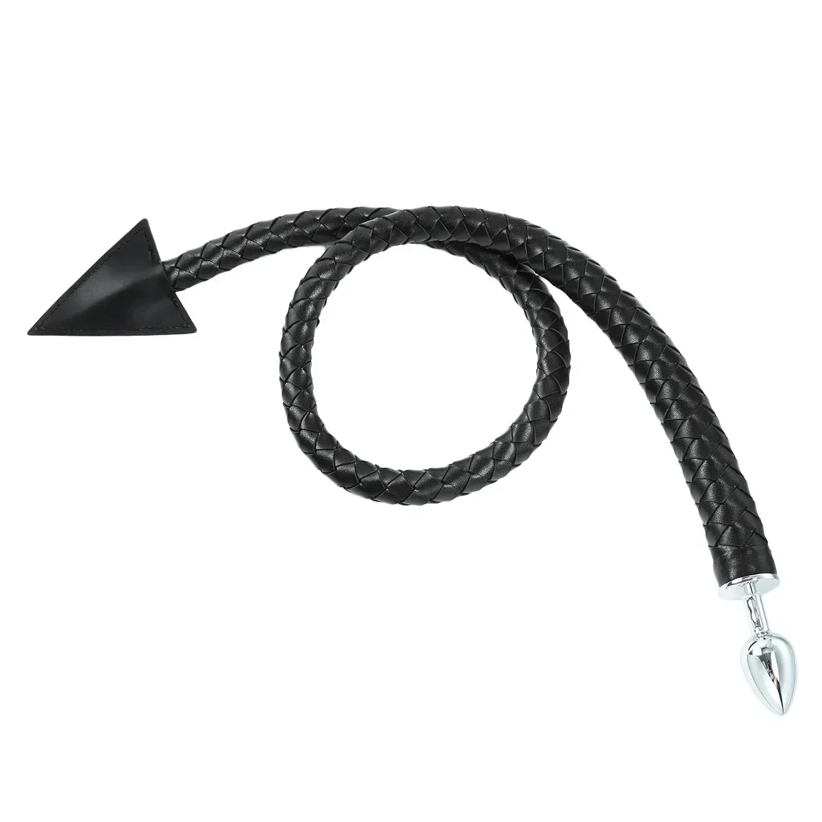 Anal Set Metal Plug Pu Leather Whip And Devil Tail Adult Toys_voghion.com