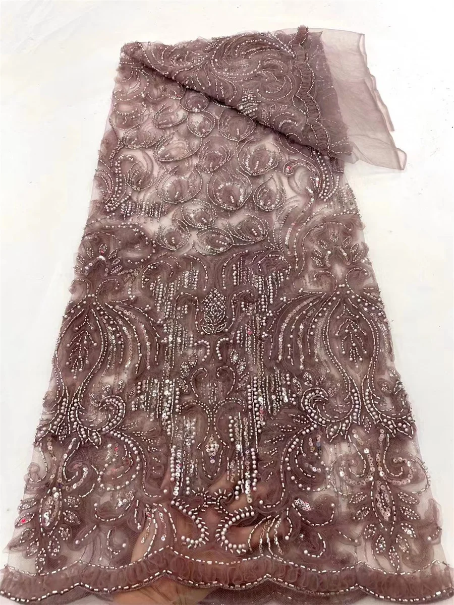 

Exquisite 3D Three-dimensional Leaves and Flowers Lace Embroidery High Quality French Tulle Lace Dress Fabric/5yards