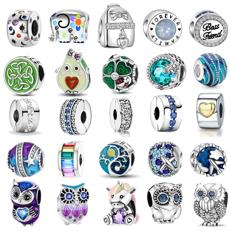 

925 sterling silver Round positioning buckle Fit Original Pandora charm bead Charm Bracelet Necklace Trinket Diy Women Jewelry
