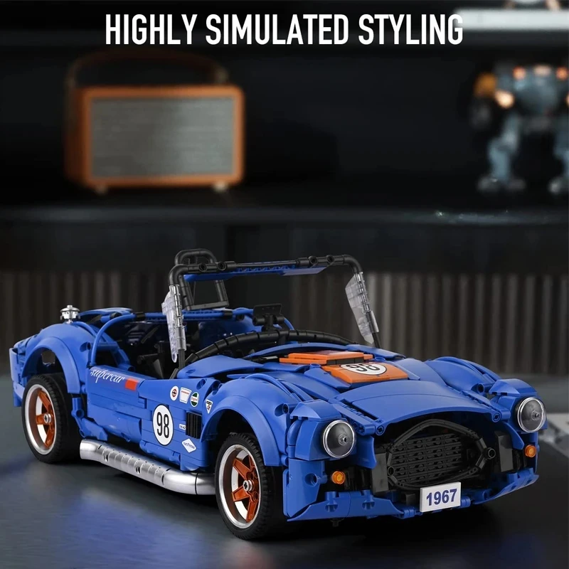 

High-Tech Shelby Cobra 427 Sports Car Building Blocks Retro Vintage Hypercar Racing Vehicle Bricks Model Toys For Boy Gift MOC