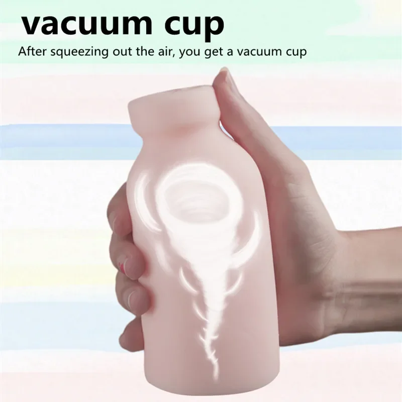 Men Small Milk Bottle Masturbator Vagina Egg Pocket Pussy Penis Massager Portable Hidden Adult Toys Realistic Masturbation Tools