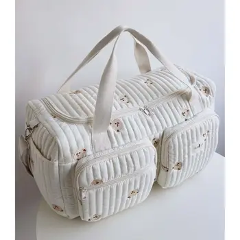 Borsa per pannolini ricamata Little Bear Borsa per pannolini leggera di grande capacità per il tempo libero con tracolla Borsa per mamma