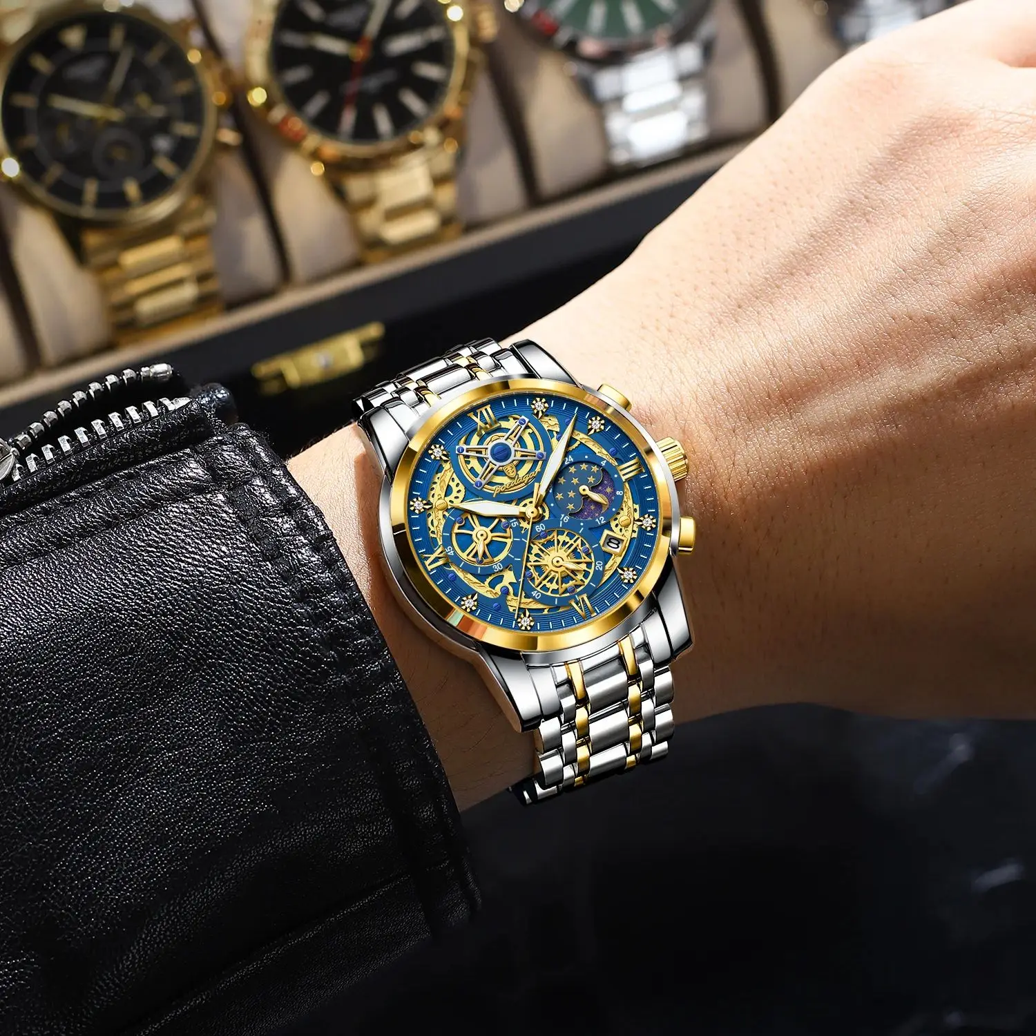 Orologio Uomo Lusso Acciaio Inox – Cronografo Impermeabile Con Data E Lancette Luminose