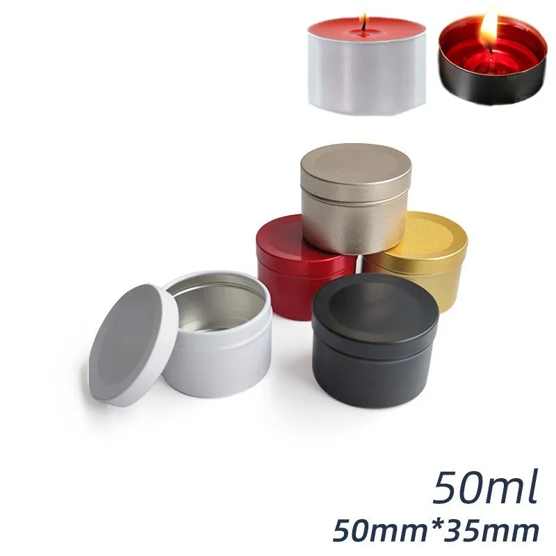 1pcs50mlRoundAluminumTinTeaLightCupsEmptyCaseCandleWax