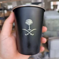 The national emblem of Saudi Arabia logo Simple design 304 Stainless Steel Beer Mug Outdoor Camping Coffee Mug Wholesale 345ml 6