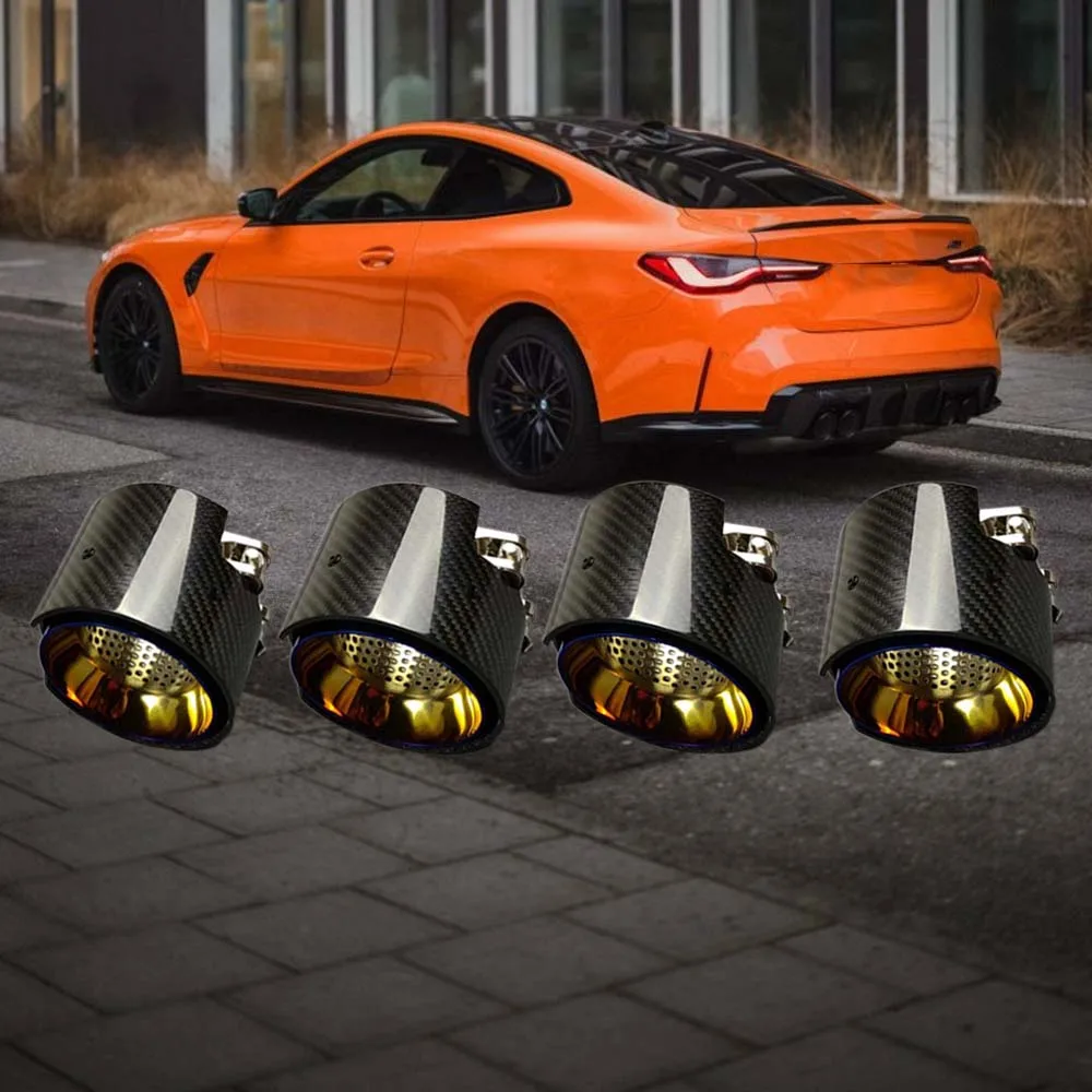

4 Pcs M Exhaust Pipe For BMW M3 G80 M4 G82 G83 2020+ Carbon Fiber Stainless Car Accessories Muffler Tip Nozzles Exhaust System