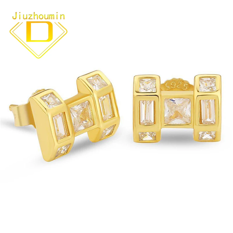 

Cool Men Stud Earrings S925 Real Silver Couple 5A Zircon Stud Earrings Hip Hop Trend Gifts for Girls Fine Jewelry Eardrop New