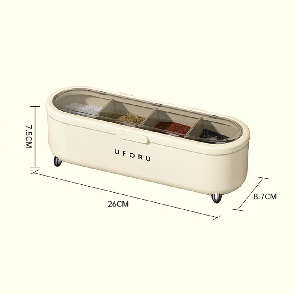4 Grid Seasoning Box Large Capacity Sealed Spice Jar Multi-Purpose