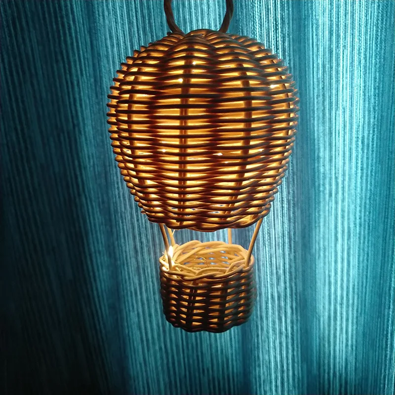 

Handmade Rattan Hot Air Balloon Decoration Children's Room Home Decoration Bell Pendant Wall Hanging Photography Props Supplies