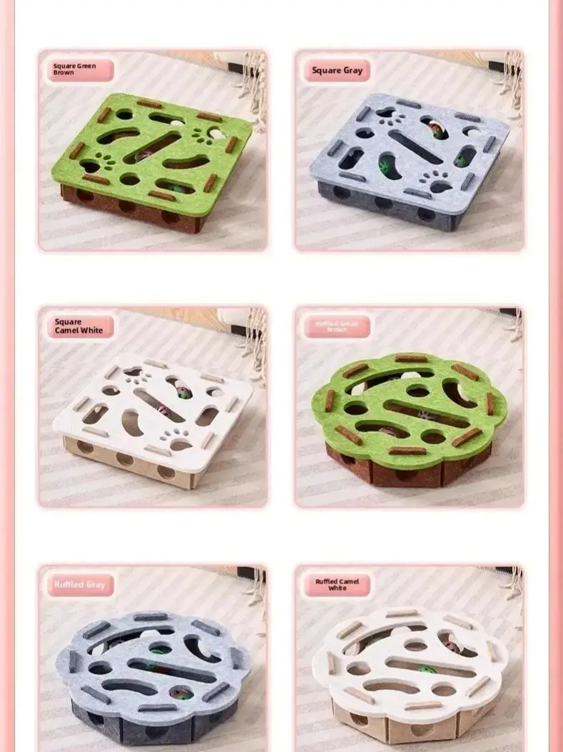 Interactive Cat Puzzle Toy With Bell Balls And Scratch Resistant Felt_voghion.com