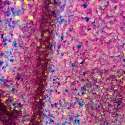 Vibrant Orange Pink Stretch Velvet Sequin Fabric for Apparel and Decor Projects (Pink Iridescent)