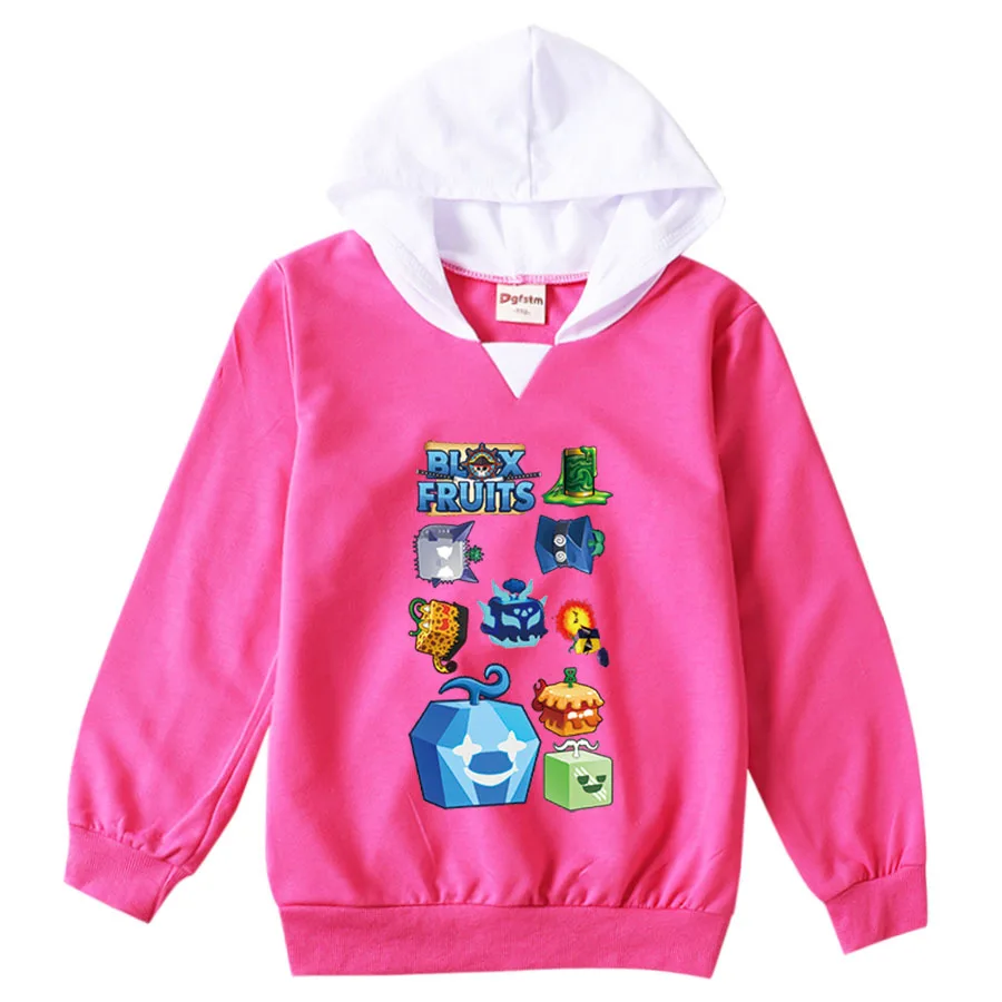 New Arrivals Kids Game Blox Fruits Shirt Girls Cartoon Hoodies Baby Boys Hooded Pullover Coats Children Long Sleeve Sweatshirts