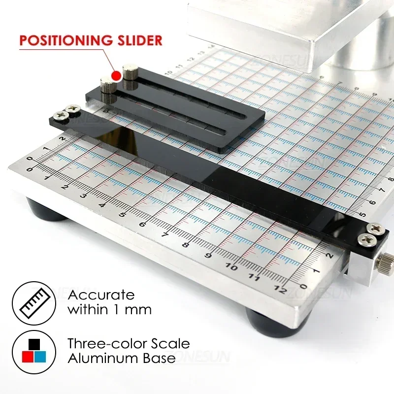 Leather Embossing Machine ZONESUN ZS90 Manual PVC Card Leather Paper Hot Foil Stamping Bronzing Embossing Branding Press Machine Burn Iron Stamp Tool