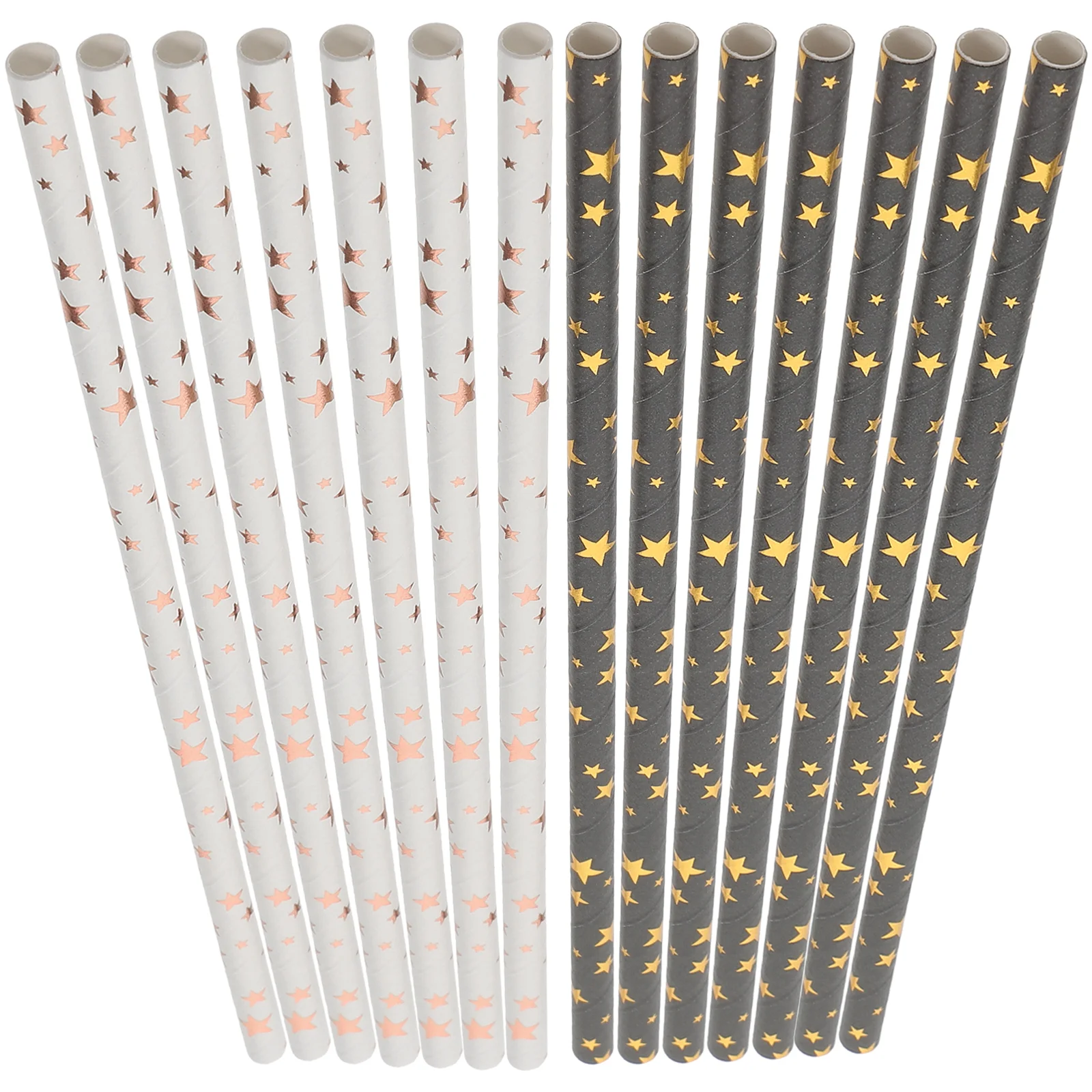 100 Pcs Alcohol Straw Hot Stamping Paper Coffee Straws Degradable Flat Party Travel