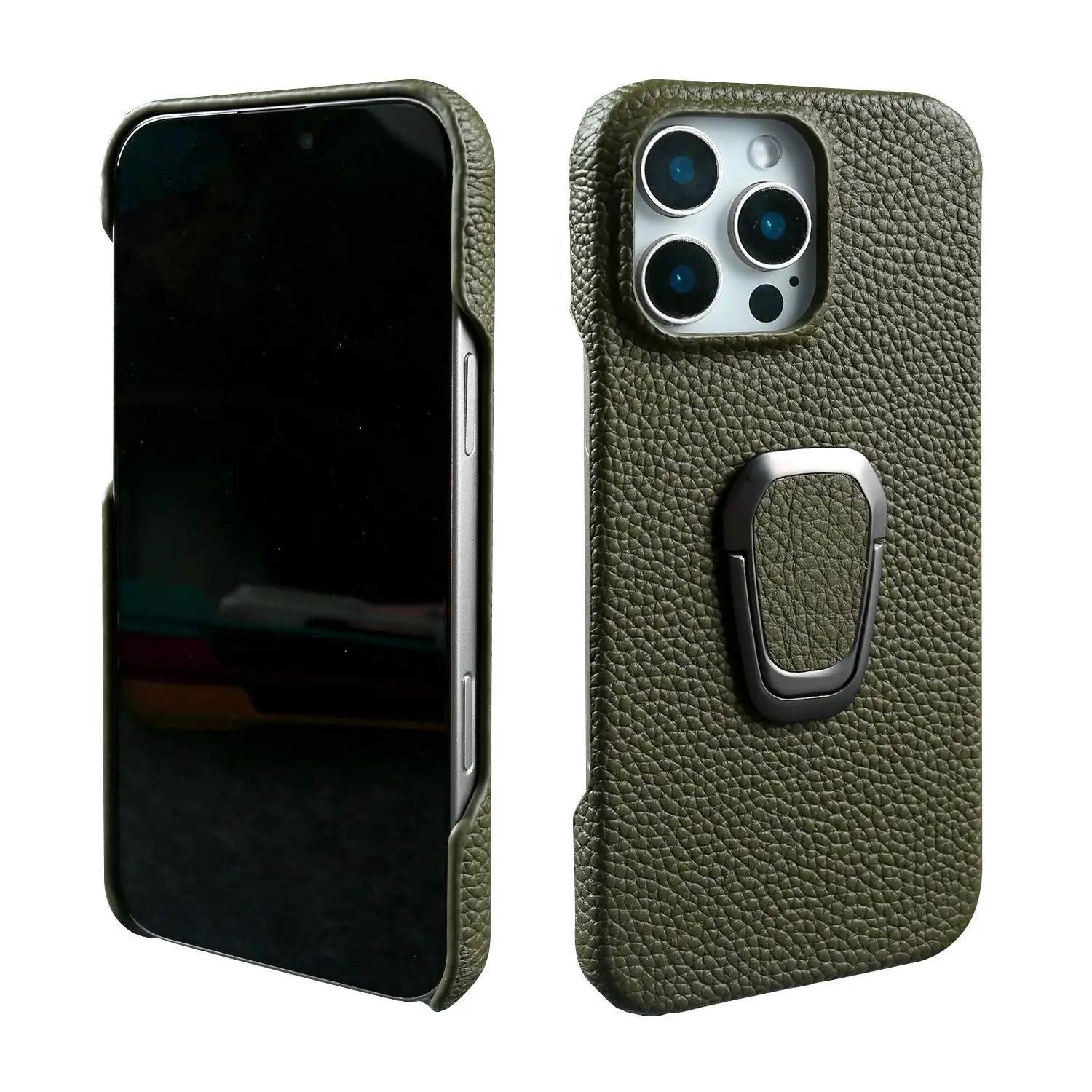 Handmade Genuine Leather Protective Phone Case with Stand Holder