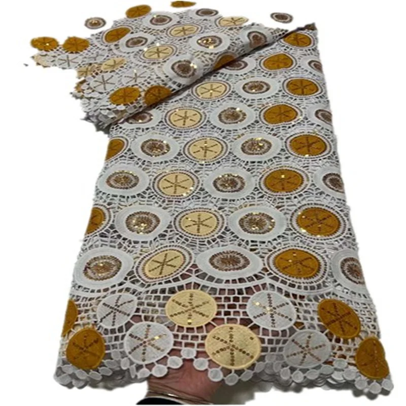 

African Groom Sequins Lace Fabric High Quality 2023 Sequins Embroidery French Tulle Lace Nigerian Wedding Dress FR232