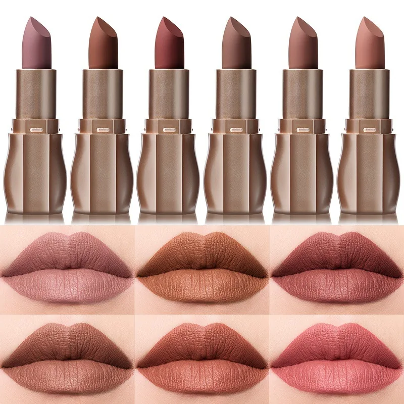 

6-color Matte Lipstick Long Lasting Moisturizing Lipstick Portable Compact Lipstick Professional Lip Makeup Fashion Cosmetics