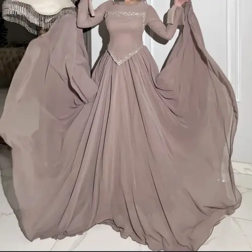 Women Fashion Sequins Beadings Solid Long Dress Elegant Wedding Guest Gowns Dress Casual O-Neck Scarf Long Sleeve Peplum Dress - Image 4