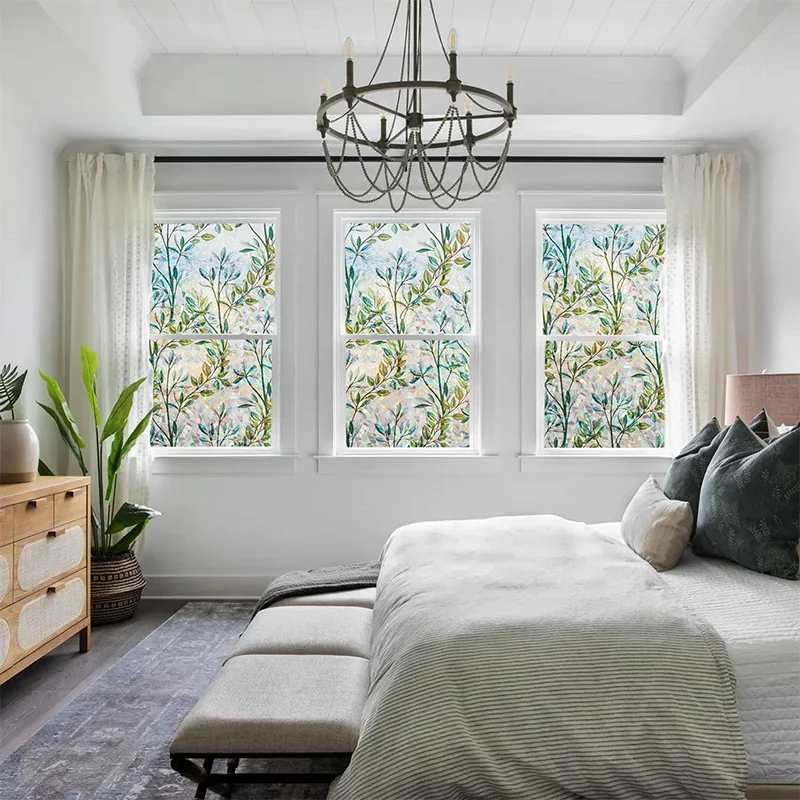 Green Vines Window Privacy Film - Double-Sided Static Cling Decor