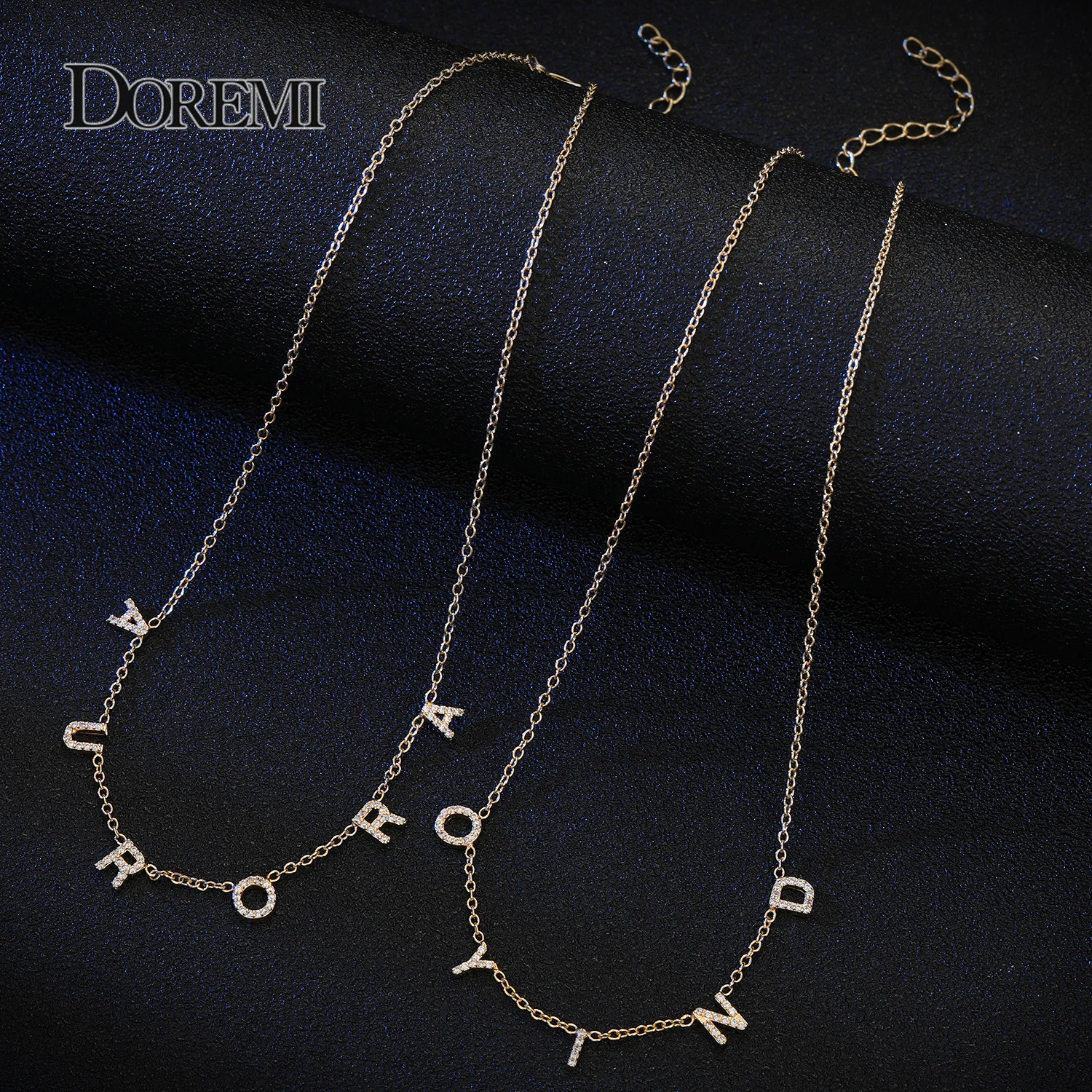 DOREM Crystal Pendant Custom Name Pendant Gold Necklace Zircon 6MM Letter Chain PersonaliseD Necklace for Women Jewelry Gift