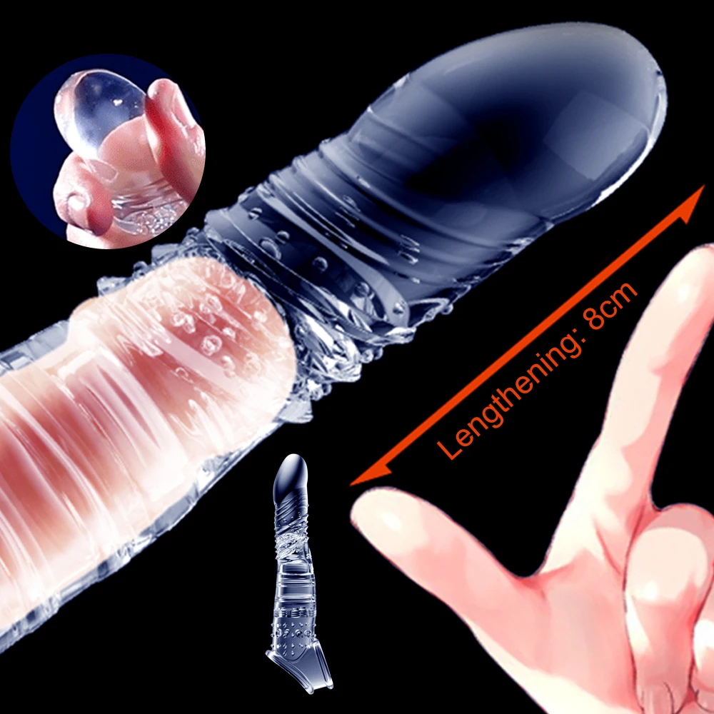 S/M/L Size Realistic Penis Sleeve Extender Reusable Dildos Condom Delay Ejaculation Dick Enlargement Sex Toys for