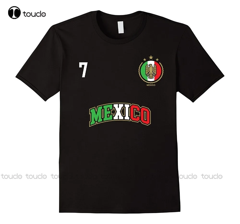 Maglietta Maschile In Cotone Di Design Estivo Di Moda Che Progetta La Maglietta Del Messico Numero 7 Calzini Team Sporter Bandiera Messicana Futbol Te