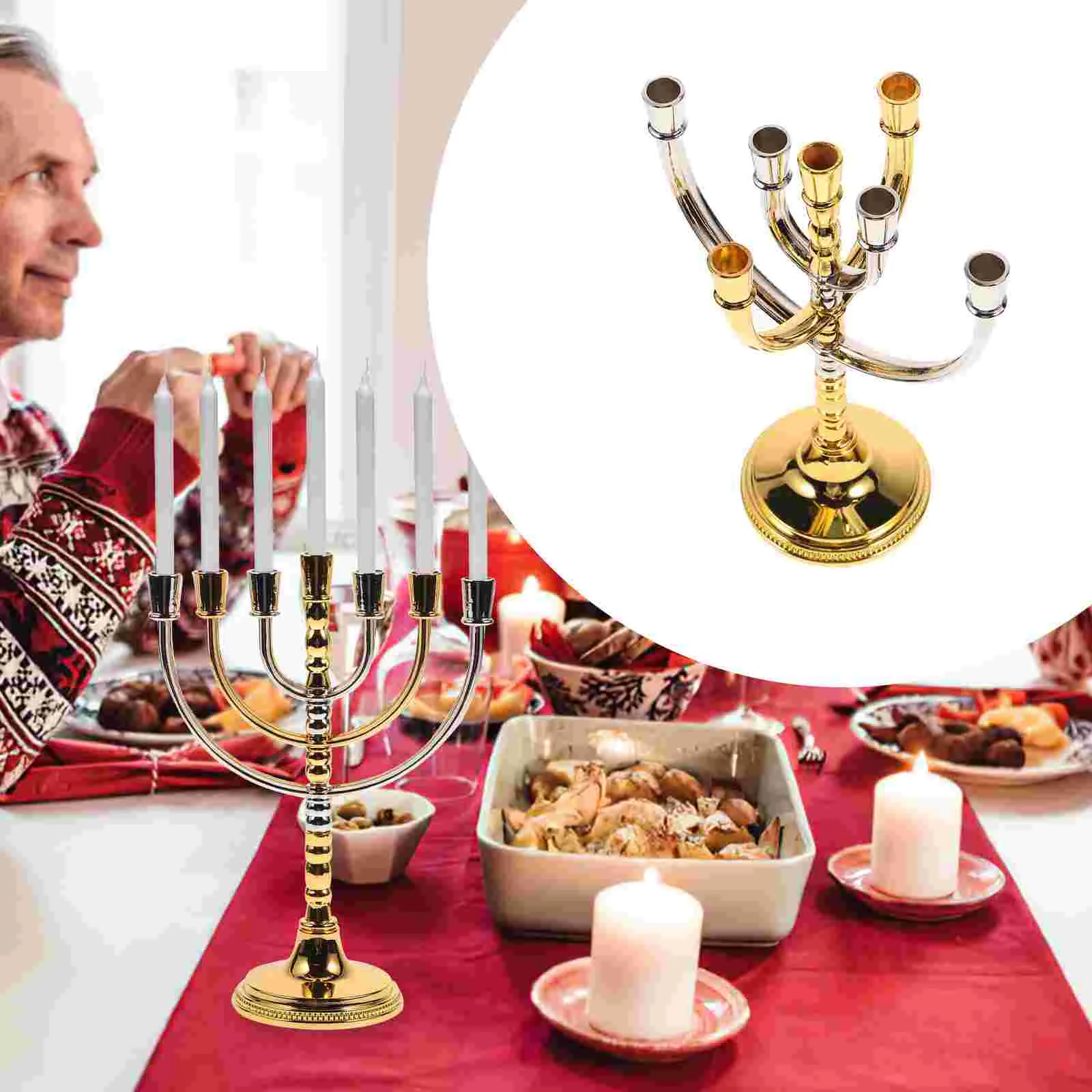 

Candle Holder Branches Candlestick Stand Table Centerpiece Desktop Ornament 7-Head Handicraft Home Decor Rotating Candlestick