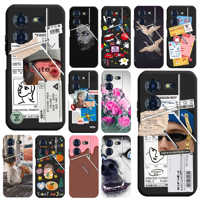 Silicone Case For Tecno Pova 5 Pro Phone Cover Stylish Art Painted Shockproof Black Case Bumper.jpg