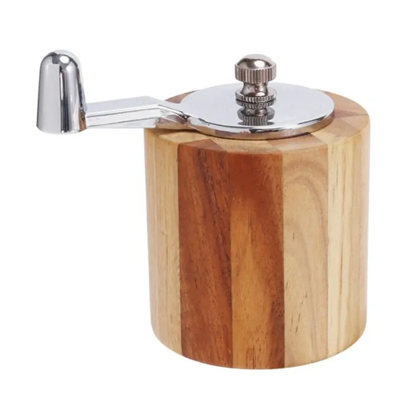 Salt And Pepper Mill, Hand Crank Wood Pepper Grinder Salt Shaker With Classic Handle And