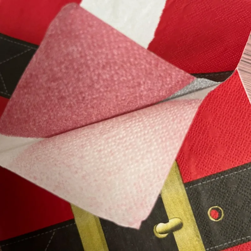 10/20 Stück 33 x 33 cm 2-lagige bunte Weihnachtsservietten, Party-Dekoration, Papier, Weihnachtsmann-Gürtel, bedrucktes Papier, Tischsets, reines Holzzellstoff – Detail 8