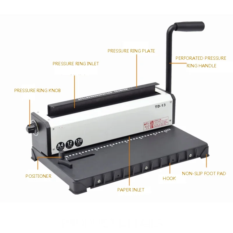 TD-13 Manual Spiral Binding Machine Metal Paper Book File Punching and Binding One Iron Ring Book Office Supplies binding machine