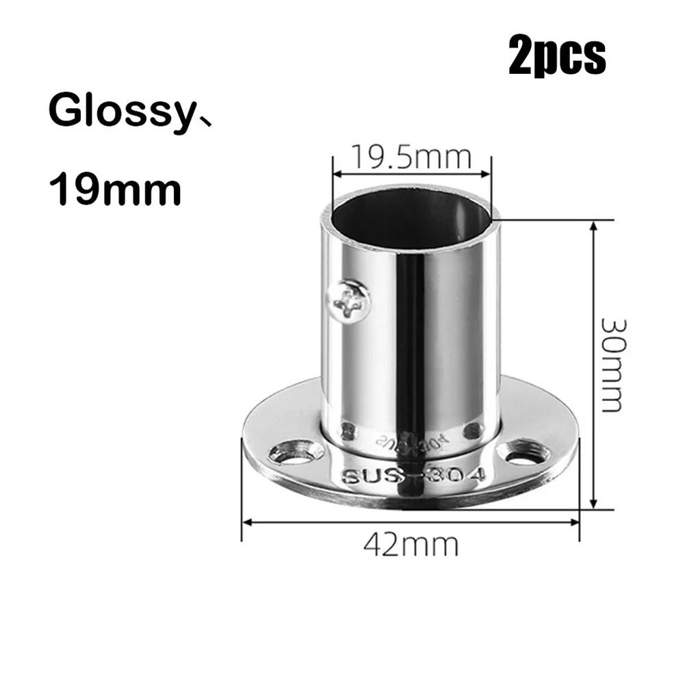 Description Picture 5 of item2pcs  Flange Rail Rod Holder Wardrobe Pole Bracket19-32mm Stainless Steel Pole Socket Shower Curtain Rod End Support Hardware