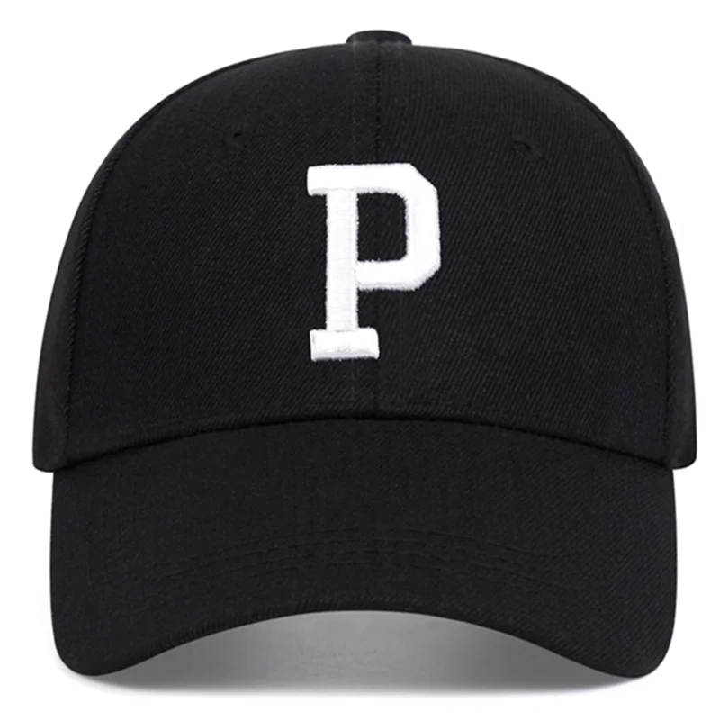 Unisex-Baseballkappen mit P-Buchstaben-Stickerei, Snapback, für Frühling und Herbst, für den Außenbereich, verstellbare Freizeithüte, Sonnenschutzhut – Detail 6