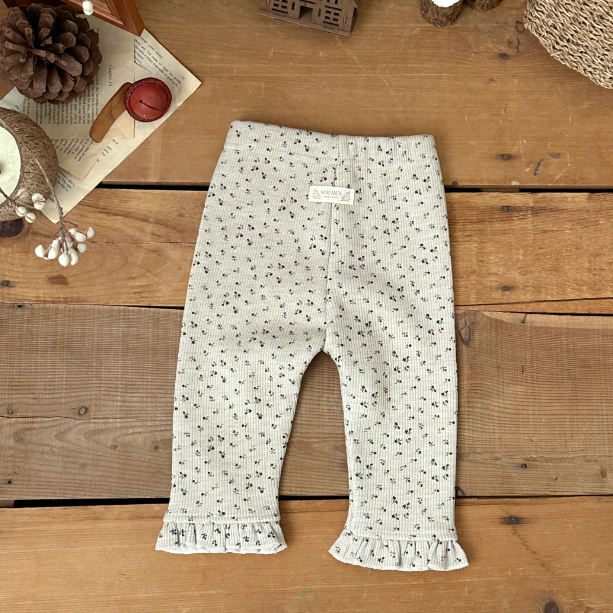Neue Winter Kleinkind Mädchen Hosen Kinder Kinder Warme Hosen Spitze Saum Kleine Blumen Druck Außerhalb Vielseitig – Detail 7